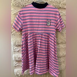 Lazy Oaf Pink Striped Bunny Oversized Dress Size Small